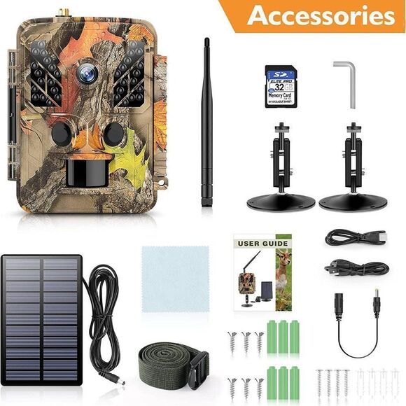 WiFi Trail Camera Solar Powered Camera 4K HD Video Hunting for Wildlife Monitori - Picture 10 of 10